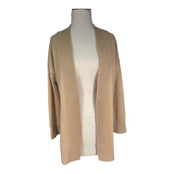Vince Rib Placket Wool & Cashmere Blend Cardigan in Camel Size XS Soft Cozy Long - Picture 5 of 11